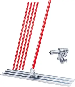 【GARVEE】48"x8" Bull Float, Square End Concrete Float Tool, Aluminum Alloy Cement Tool Bull Concrete Kit with 4 Extension Handles and Adjustable Bracket for Concrete Finishing, Red