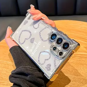 Phone Case - Phone Case - Glitter Love Heart Protective Phone Case, Suitable for Samsung Galaxy S25/S25Ultra/S25Plus/S24/S24Ultra/S24Fe/S23/S23Ultra/S23Fe/S22/S22Ultra/S21Fe/S21/S21Ultra/S20Plus/S20/S20Ultra/S20Fe/S20+/S10