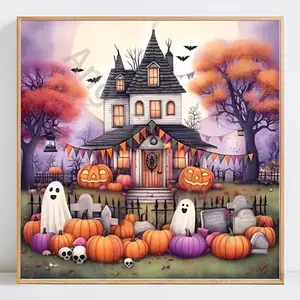Halloween 5D DIY Diamond Painting Kit, Diamond Embroidery, No Frame Required, Includes Tools, Perfect Gift for Halloween Lovers & Craft Enthusiasts