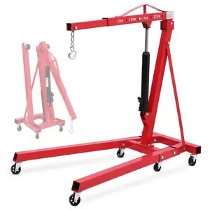 【GARVEE】2 Ton Folding Engine Hoist with Lever and 6 Casters, 4400lbs Heavy Duty Hydraulic Shop Crane, Engine Lift for Workshops, Garages, and Warehouses
