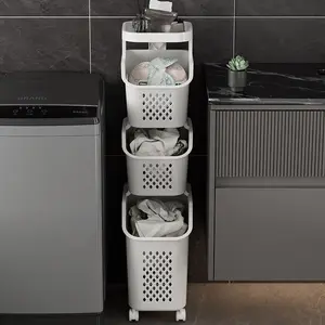 Bathroom, bathroom, dirty clothes basket, bedside seam storage basket, multi-layer wheeled clothes and sundries finishing, hollow storage basket, Wheeled Laundry Basket, Rolling Laundry Basket