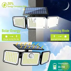2-Pack Solar LED Motion Sensor Security Light Outdoor IP65 Waterproof with Remote Control Timer Brightness Adjustable