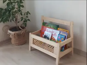 Kids Bookshelf - Wooden Room Storage for Kids, Montessori Design, Ideal for Kids' Room Organization