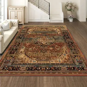 Vintage Moroccan Style Rug, Non-slip Washable Floor Mat, Decorative Carpet for Home Living Room Bedroom Hotel Hall