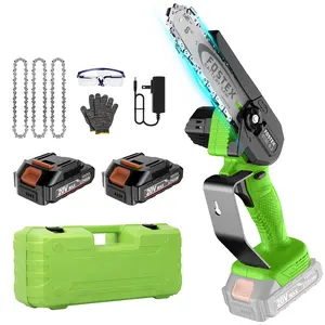 20V Cordless Mini Chainsaw 6 Inch - 2 Batteries 4 Chains, Portable One-Handed Electric Saw for Garden Pruning Wood Cutting, Ideal Gift for Men Women