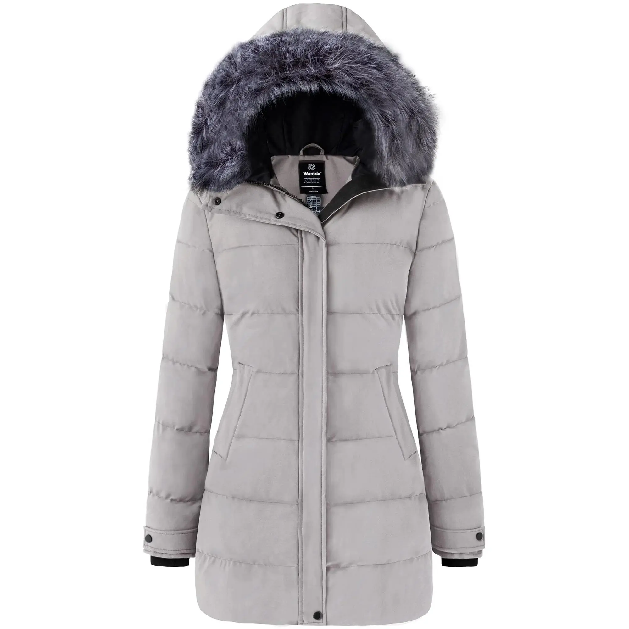Women'S Puffer Jacket Warm Winter Coat Hooded Puffer Parka Coat Charcoal L