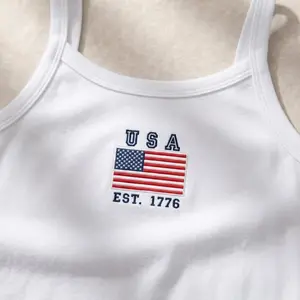 American 1776 Embroidered Tank Top, Patriotic USA, 4th of July Tee, Red White Blue Independence Day Top, USA Summer Tank