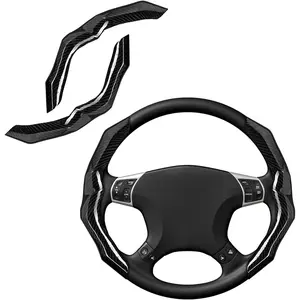 Carbon Fiber Steering Wheel Cover with Anti-Slip Lining and Segmented Design 2 count Universal Steering Wheel Protector for Men and Women,  Interior Accessory (Black)