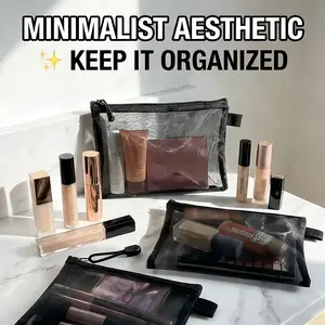 New convenient 3-piece makeup bag set, lipstick pouch, document bag, large-capacity convenient makeup zipper organizer, women's travel storage box.