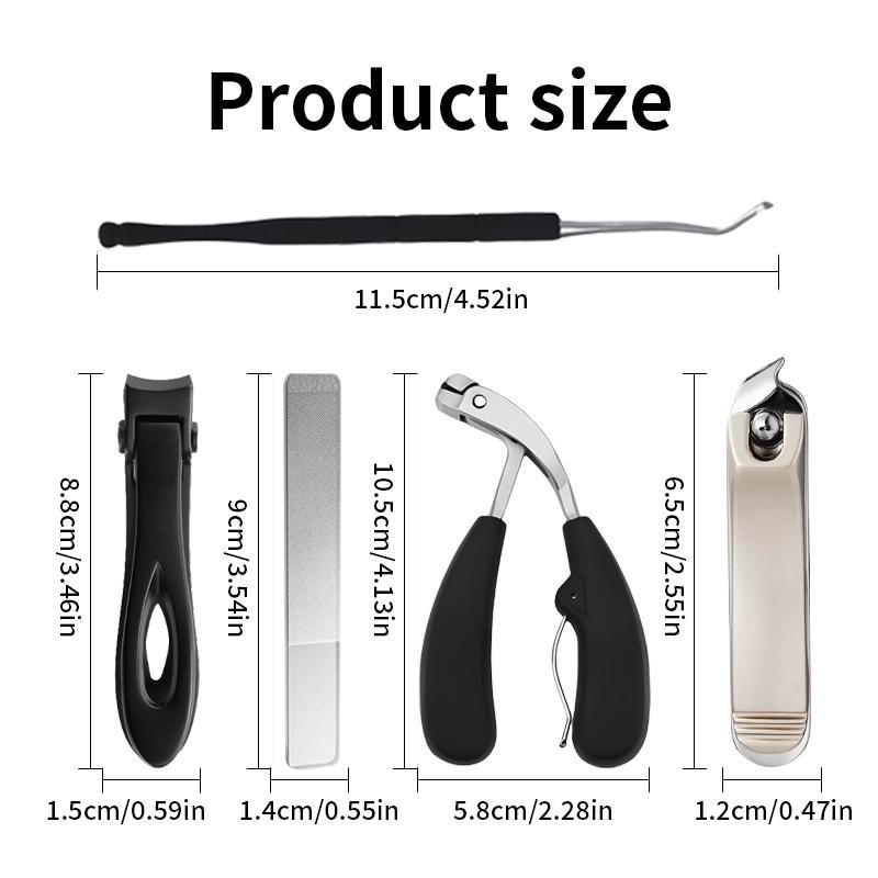 Professional Nail Clipper Set 5pcs Stainless Steel Manicure Kit with Sharp Blade Nail Clippers File Pliers Nippers for Home Salon Use