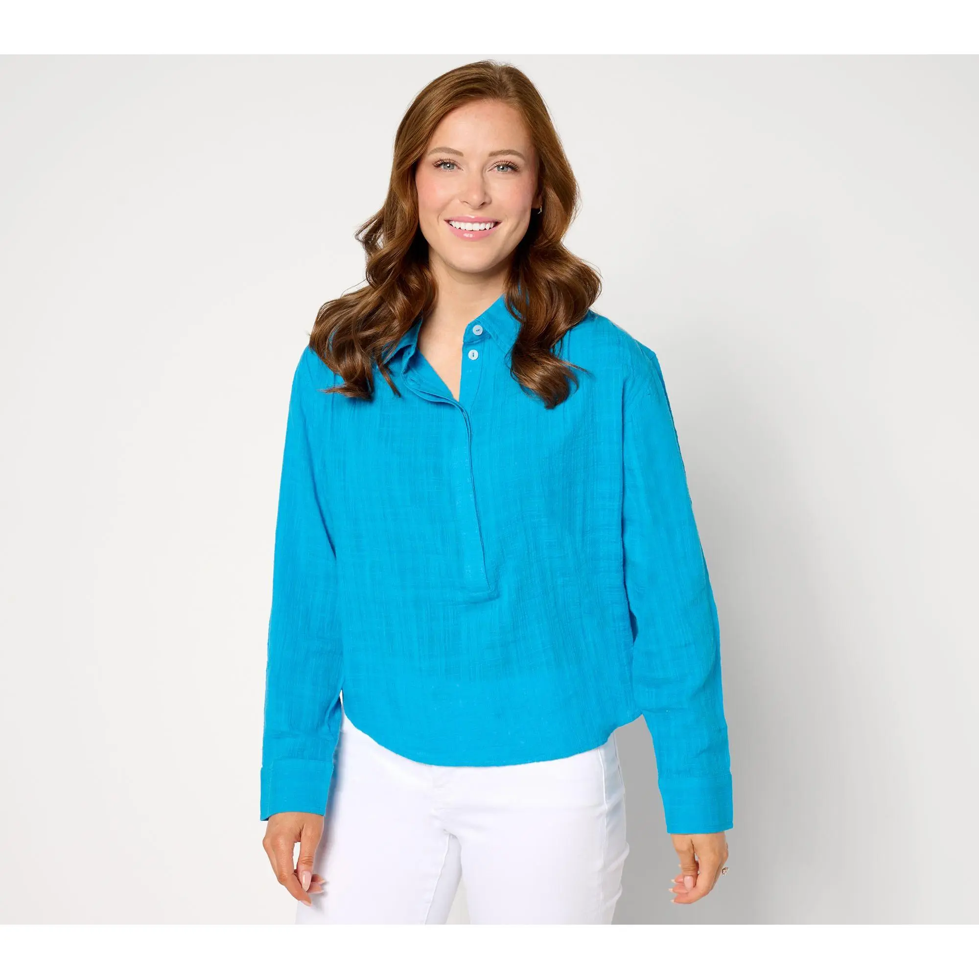 Peace Love World Boheme Long-Sleeve Top with Shirring