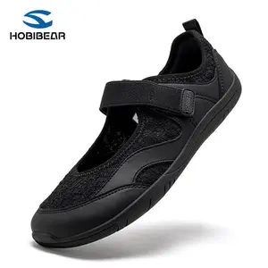 HOBIBEAR Women's Mary Jane Shoes - Breathable Mesh & Lace Flats with Adjustable Strap, Wide Toe Box Comfortable Casual Walking Footwear, Stylish Design Shoes for Women for Summer