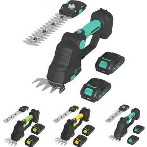 2in1 Wireless Grass Shear & Shrub Trimmer, 20V Handheld Electric Hedge Cutter with 2 x 2.0Ah Rechargeable Batteries & Type-c Charging Base for Lawn Hedge Maintenance