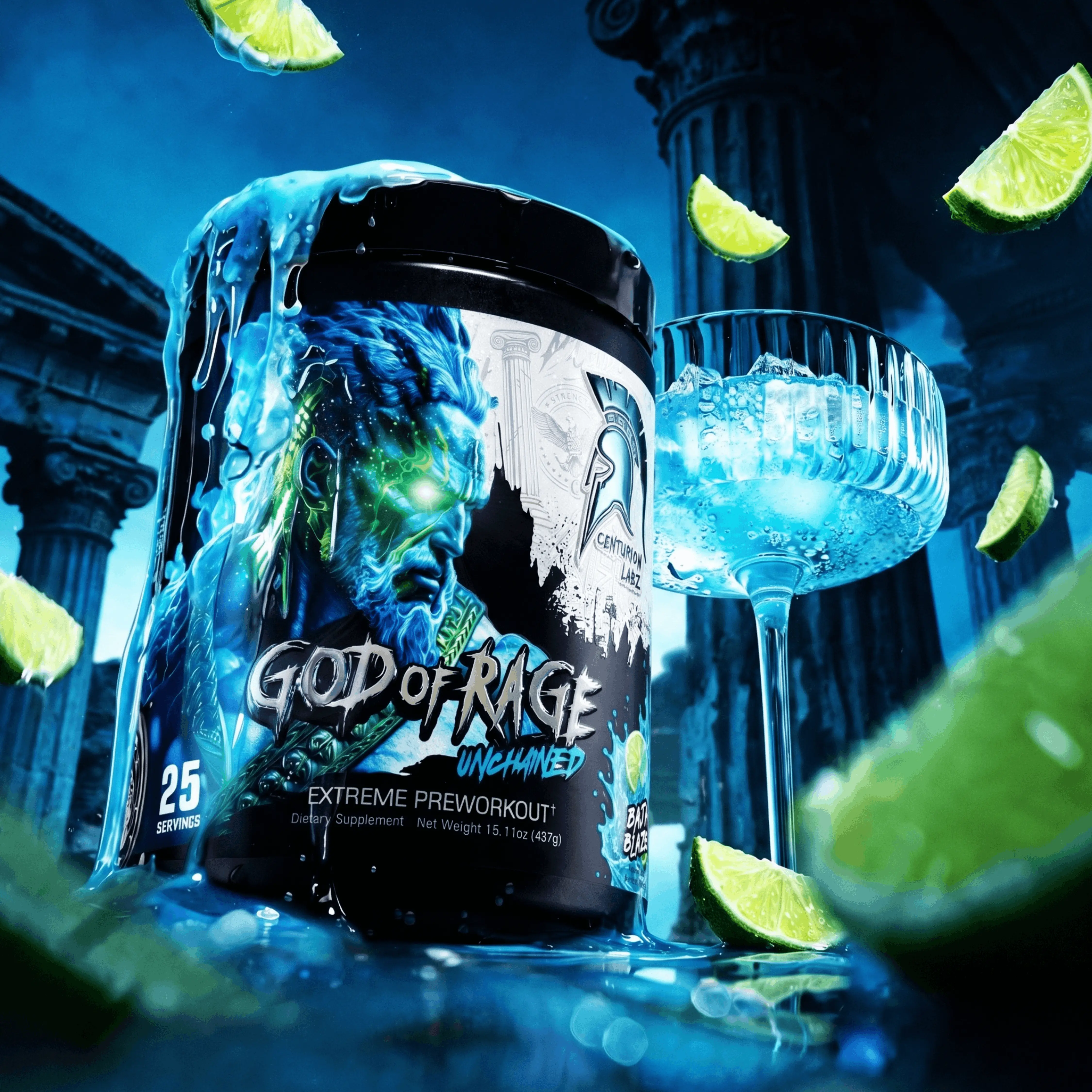 God of Rage UNCHAINED Pre Workout – 25 Servings | 6g Citrulline Malate, 3.2g Beta Alanine, 325mg Caffeine | Pump, Focus & Energy Support, Perfect for Experienced Pre Workout Users– By Centurion Labz