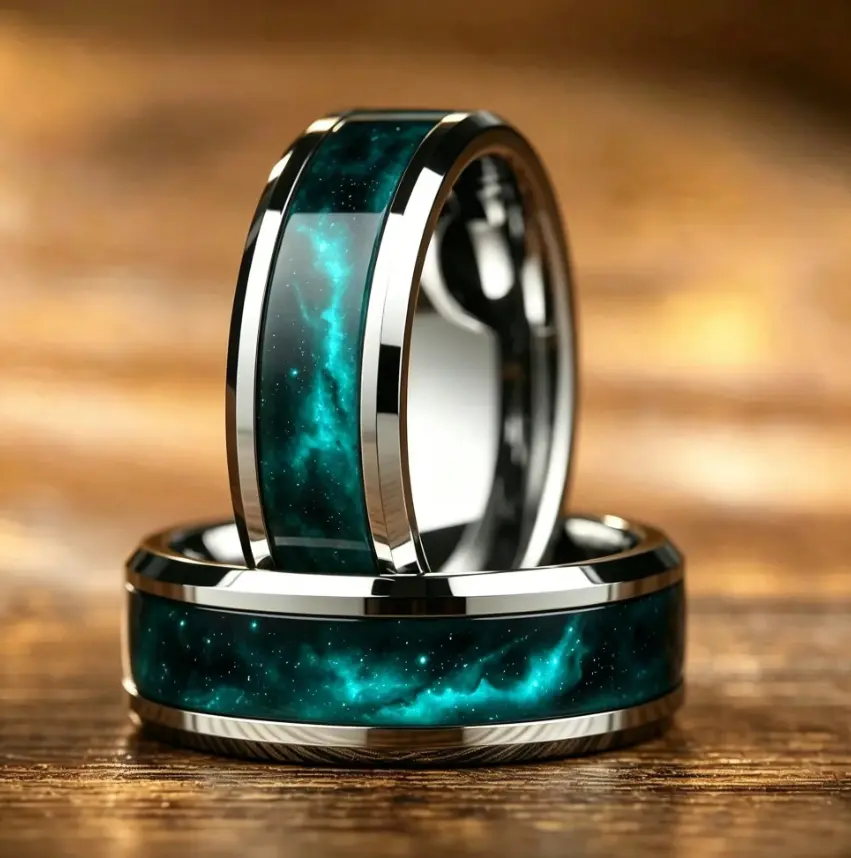 Fashion Men's Stainless Steel Ring – High Polished Comfort Fit Band, Durable Textured Inner Ring, Classic Minimalist Wedding Band, Everyday Fashion Jewelry