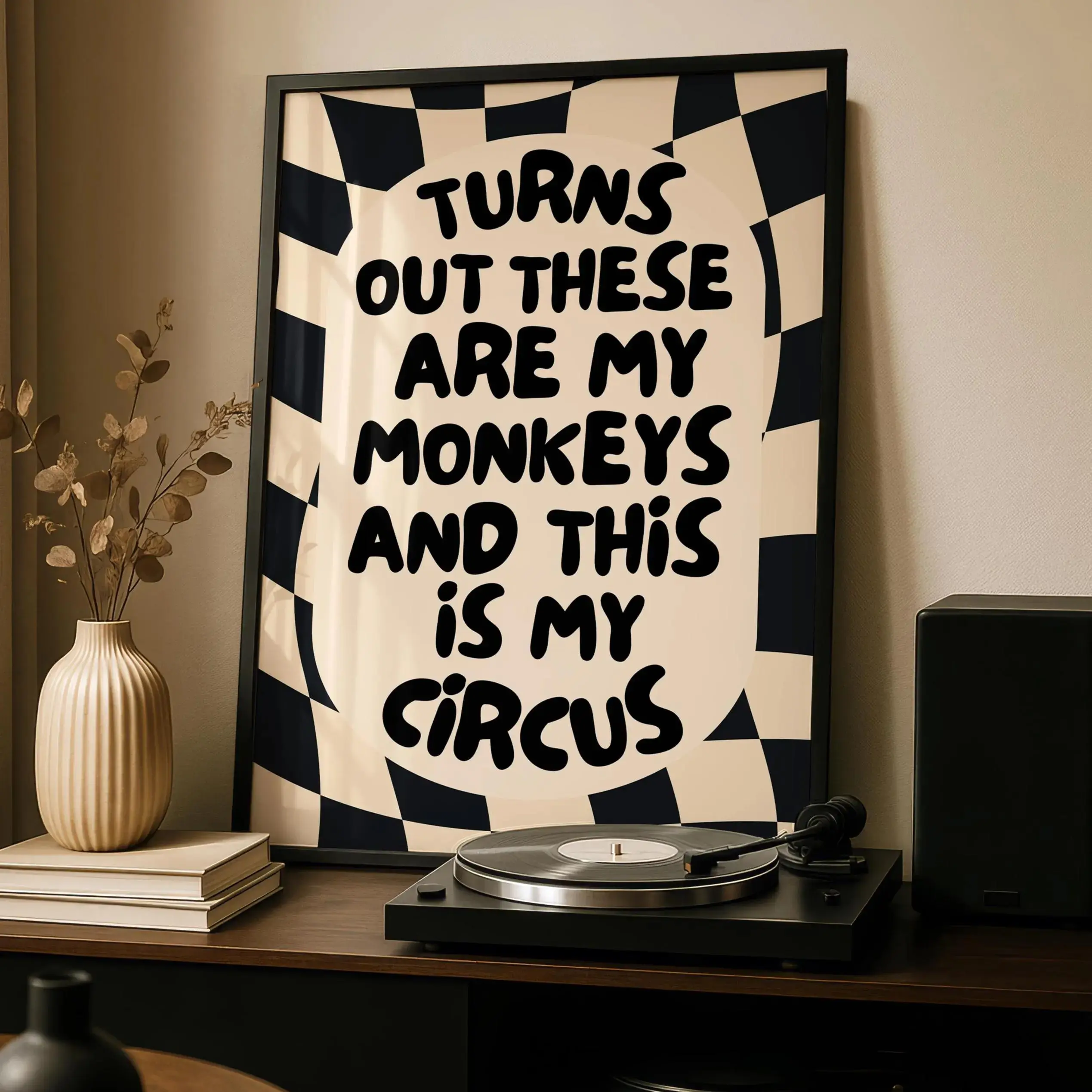 Funny Wall Art Print Family Prints Checkered Poster Alternative Home Decor Unwelcome Sign