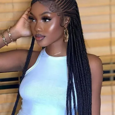 36-Inch Long Braided Lace-Front Wigs, Women's Lace Closure Wig, Gorgeous Fluffy Wig with Baby Hair, Artificial Wig for Party and Daily Use, Fashion Fluffy Wigs