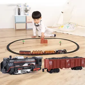 Electric Light Vintage Simulation Track Train, Retro Style Model Railway Set, Vintage Electric Train Set with Lights, Christmas Gifts for Kids