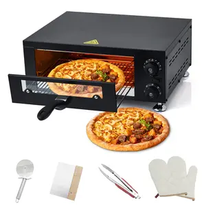 【GARVEE】12 Inch Electric Pizza Oven, Stainless Steel Countertop Pizza Maker, Quick Heat-Up, Adjustable Temperature & Timing, Indoor Pizza Cooker for Homemade Pizzas