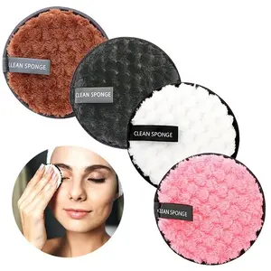 3PCS Makeup Remover Microfiber Pad Cosmetics Washable Makeup Towel Cleaning Sponge Skin Care Tool Makeup Remover and Faci Reusable Washable Cosmetic Makeup Remover Pads, Double-Sided Gentle Facial Cleaning Puffs, Fluffy Face Washing & Skin Cleansing Pads,