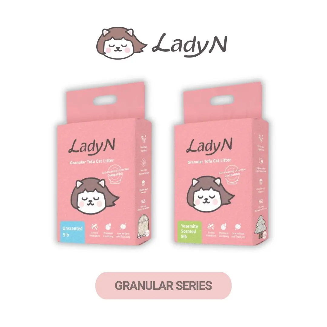Lady N Granular Tofu Cat Litter Mini-Pellet Compatible with Automatic Self-Cleaning Litter Box, Strong Clumping Ultra Absorbent Natural Litter, Enviro-probiotic for Odor Control