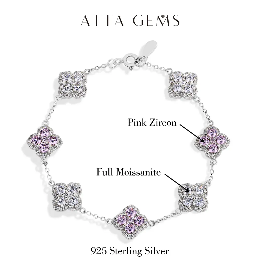 White Moissanite+ Pink Zircon White Color