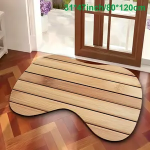 Wooden Style 2D Flat Irregular Rug, Washable Non-Slip Design, Ideal for Hallway/bathroom/living Room, Durable and Easy to Clean