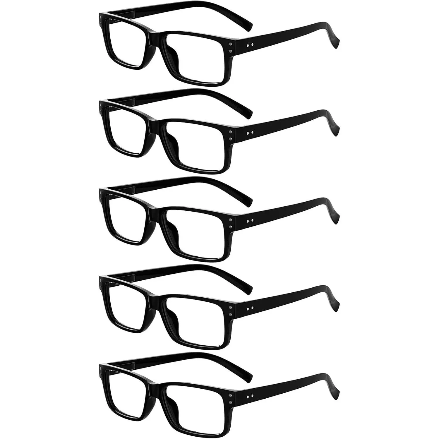 Men's Vintage 5-Pack Classic Reading Glasses - Eco-Friendly, Recycled Frames with Spring Hinges, Sustainability-Focused, Low Carbon Footprint Eyewear, Ecofriendly, Sturdy Feel