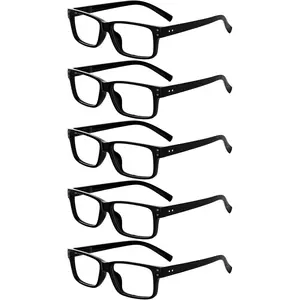 Vintage Reading Glasses for Men - 5 Pack Spring Hinges Classic Readers