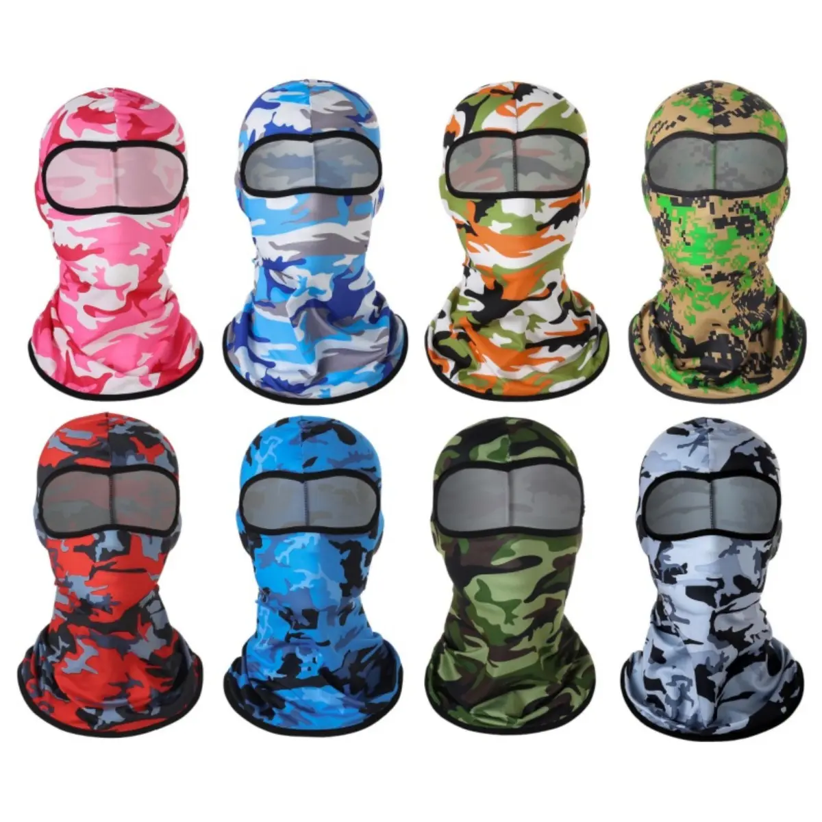 Unisex Balaclava Full Face Mask, 8-Piece Set of Lightweight Polyester Fits Most, Breathable for Summer Wear and Outdoor Sports