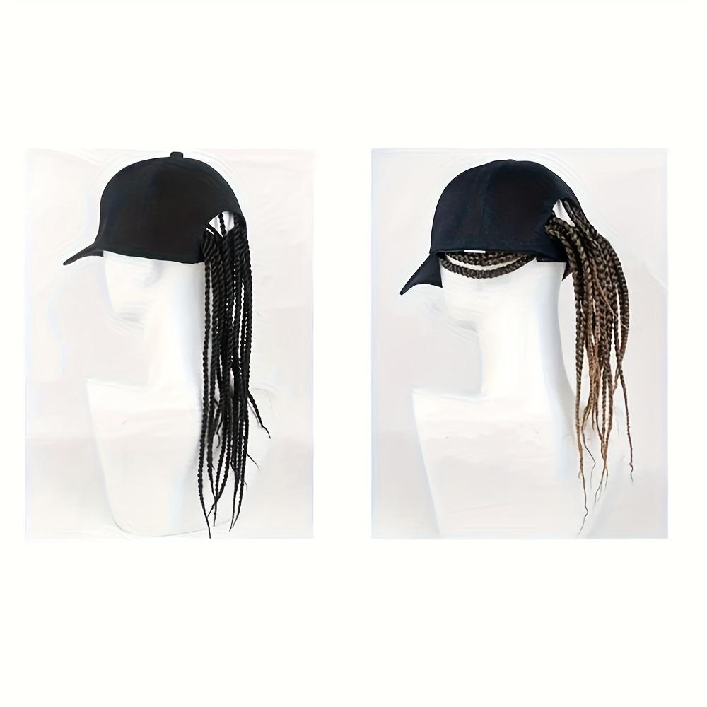 Hip-Hop Punk Baseball Cap with Braided Dreadlock Wig Adjustable Snapback High-Temperature Fiber Black Brown 35.05cm 44.96cm for Motorcycle Style Urban Fashion