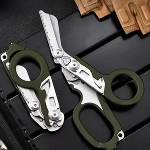 8in1 Outdoor Tactical Scissors, 2025 Upgraded EDC Multifunctional Folding Scissors, Medical Emergency Multipurpose Scissors for Outdoor Camping Hiking Home, Hand Tool, Army Green, Christmas Gift