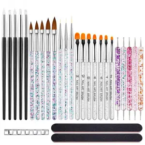 Nail Art Brush Set, 28pcs/set Nail Art Brush & Sanding Strips & Nail Art Pen Holder, DIY Nail Art Professional Manicure Tool, Nail Art Tools for Home & Salon Use