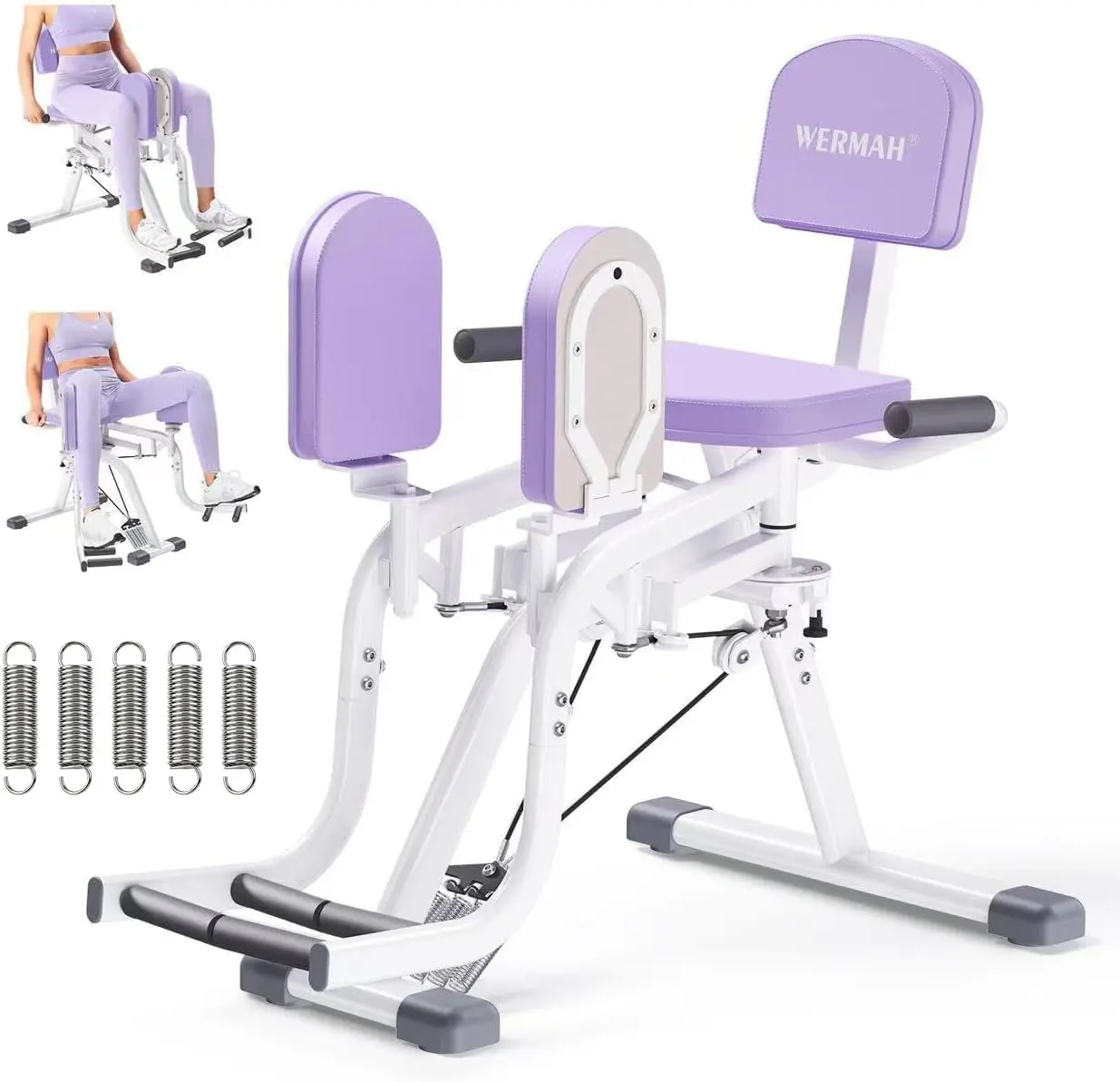WERMAH Hip Abductor & Adductor Machine for Home Gym, Adjustable Resistance Inner & Outer Thigh Trainer, Lower Body Workout Equipment
