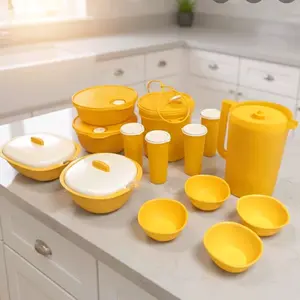 14-piece yellow dinnerware set