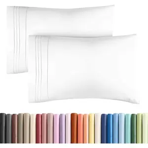 Pillow Cases Set of 2 - Ultra Soft Hotel Quality Pillowcase Covers - Comfy, Cozy & Wrinkle Free - Shrinkage, Stain and Fade Resistant - Machine Washable Pillow Protectors - 2 Piece Set - White