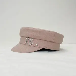 Women’s soft pink newsboy cap — breathable winter design; elegant vintage style for everyday wear and formal events; hand washable; structured front; suitable for casual and formal outfits; vintage-inspired design; stylish headwear; comfortable fit.