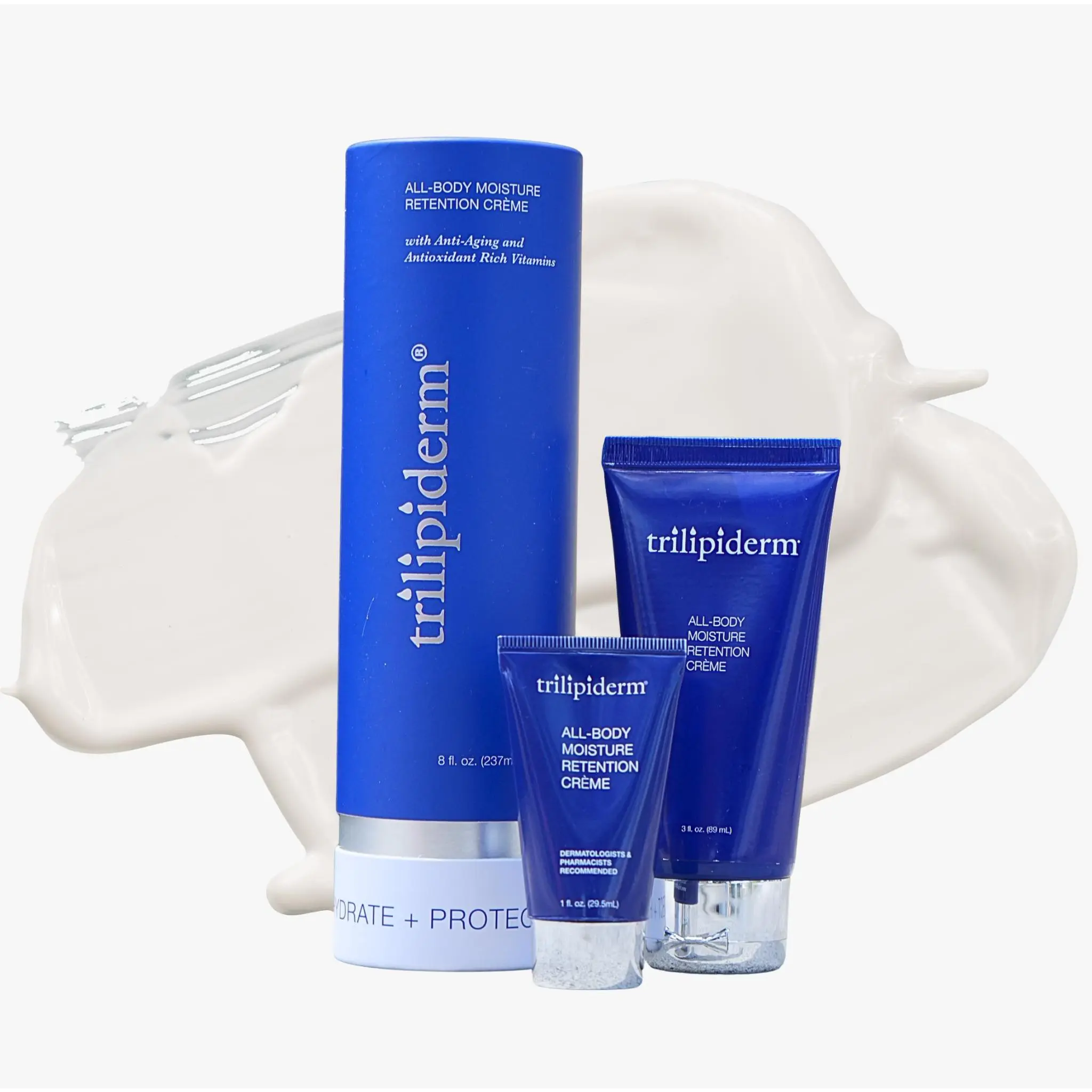 Trilipiderm All-Body Moisture Retention Crème | Deep Hydrating Vegan Body Moisturizer with Medasynnian Lipid Complex for Dry and Sensitive Skin Daily Chamomile