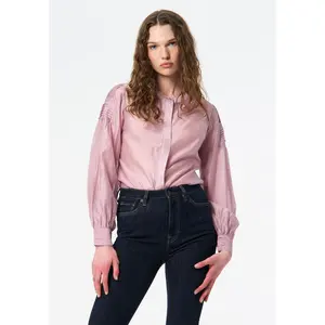 Fifi Women's Pleated Shoulder Detail Long Sleeve Blouse, Burnished Lilac - WT0211