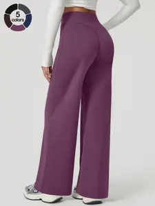 Women's High-Waisted Wide-Leg Pants, Womenswear, Comfortable Loose-Fitting Design, Soft Breathable Fabric, Perfect for Daily Wear & Sports