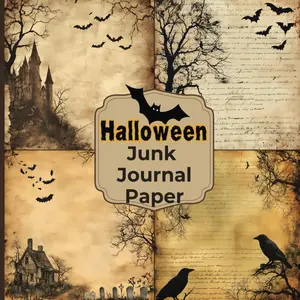 Halloween Junk Journal Paper: Vintage Spooky Themed Paper for Scrapbooking, Collage, Decoupage, Stationery, Card Making, Ephemera, Origami,