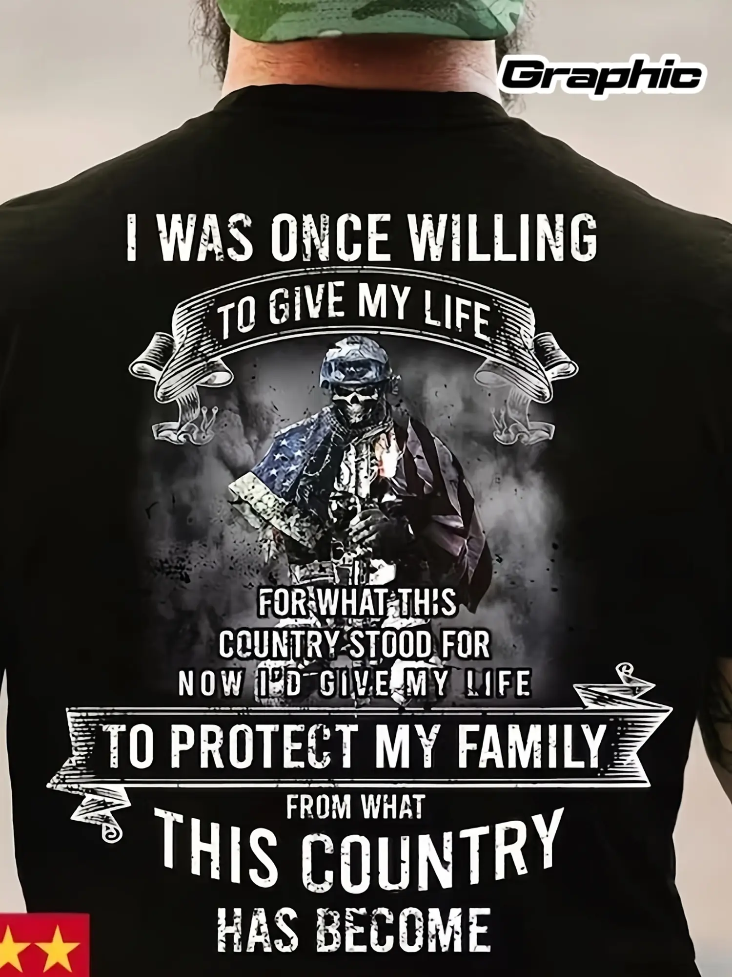Men'S Patriotic Soldier Graphic T-Shirt| Heavy Duty Military Apparel, Ideal for Veterans Day, 4th of July, Street Hip Hop, Casual Street Style, Short Sleeve Crew Neck, Y2K Style, Unisex, Heat Transfer Print, Pure