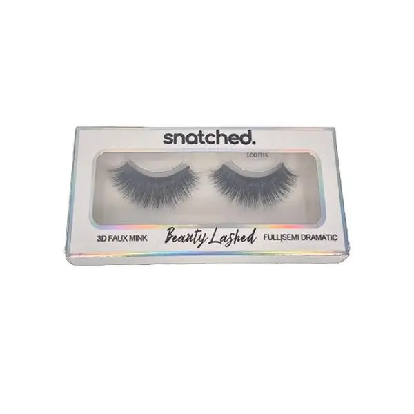 Beauty Lashed Snatched White "Iconic" Faux Mink Luxelash - 8mm to 16mm, Full Volume, Lightweight, Suitable for Adults, Nano-Grip Tech, 2 Curl - Eyelashes