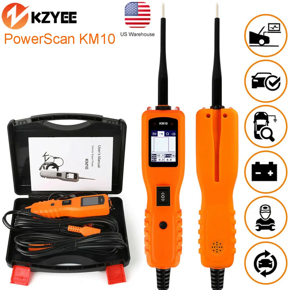 Kzyee KM10 Automotive Circuit Tester - Powerscan Power Probe Scanner, 12V-24V Automotive Electrical System Diagnostic Tool, Car Voltage Tester