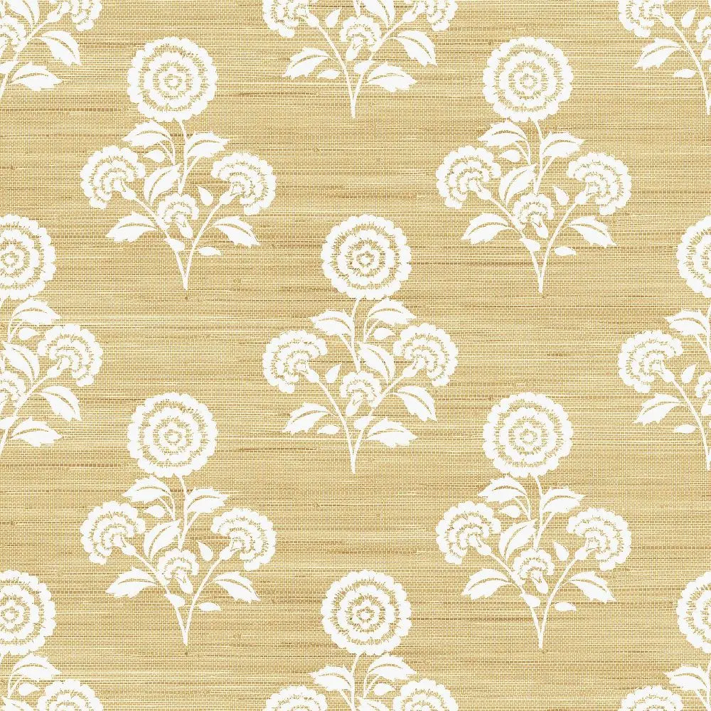 Brewster Flourish Block Print Wheat Faux Grasscloth Self Adhesive Peel and Stick Decorative Wallpaper, 1pc for Smooth Clean Dry Surfaces with Floral Decor Element, Peel And Stick Wallpaper