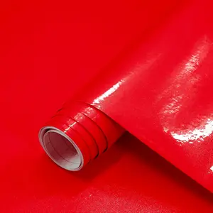 Red Contact Paper Peel and Stick Wallpaper for Kitchen 15.7inchx78.7inch Shiny Red Wallpaper Self Adhesive