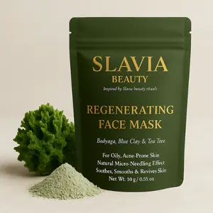 Exfoliating Face Mask Powder – Natural Bodyaga (Spongilla) with Blue Clay & Tea Tree | Deep Cleansing, Brightening & Biological Mesotherapy Effect | Smooth, Brighten & Revitalize | Slavia Beauty