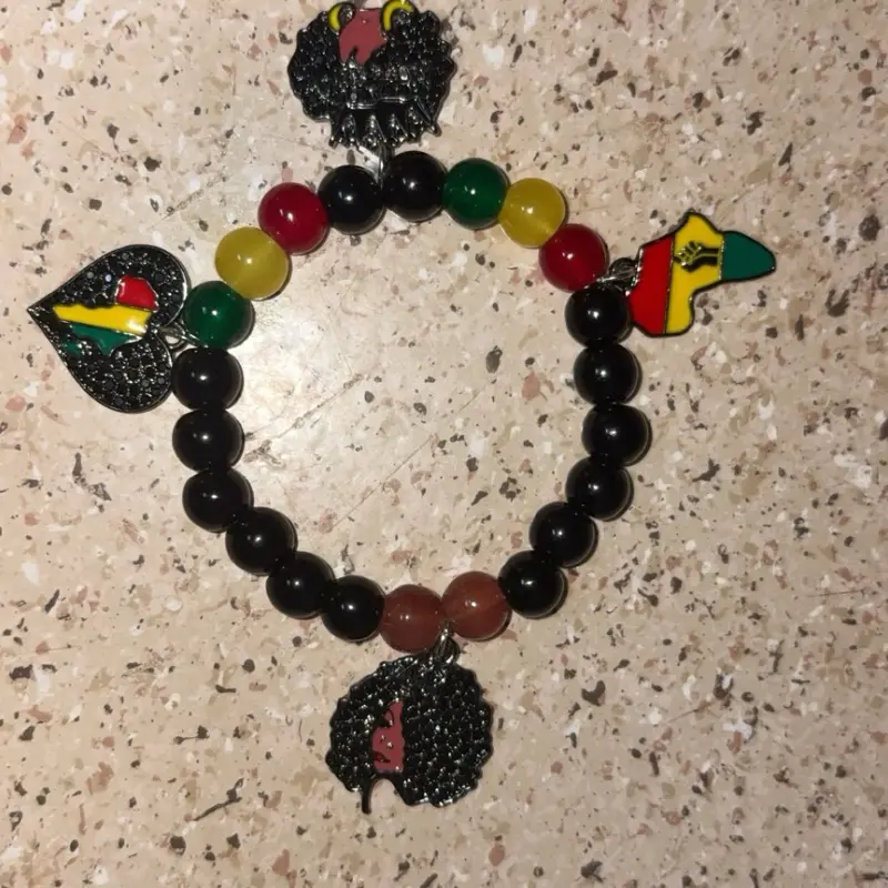 Melanin Rasta Beaded charm Bracelet and Colorful Beads for Stylish Accessory