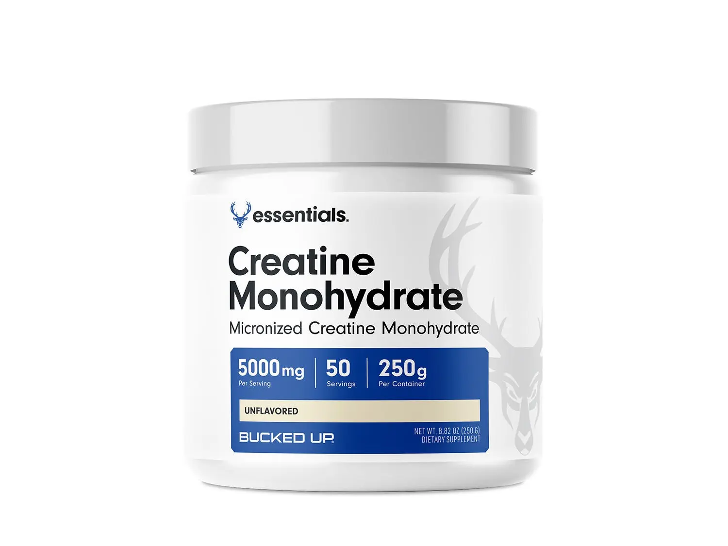 Bucked Up Creatine Monohydrate 250 Grams Micronized Powder, Essentials (50 Servings)
