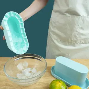 Silicone Ice Cube Mold, Durable Round Ice Block Maker with Lid, Silicone Ice Tray, Kitchen Utensils and Tools, Home Bar Accessories